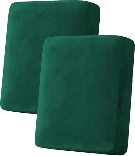 Miniatura 225 de H.VERSAILTEX - Funda de terciopelo elástica y afelpada para protección de cojines de sofá biplaza, silla o sofá, 2 piezas, tamaño grande, color gris