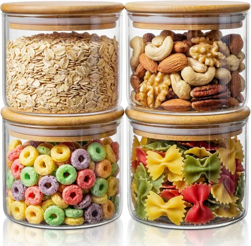Miniatura 9 de HomArtist Contenedores de almacenamiento de vidrio extra grandes para harina y azúcar con tapa hermética, 105 fl oz x1 y 48 fl oz x1 [Juego de 2]