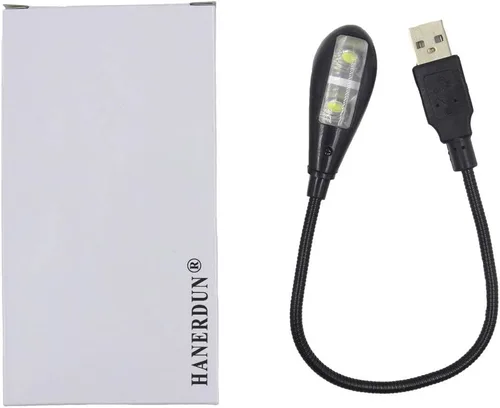 Miniatura 7 de HANERDUN Brillante LED USB Lámpara de lectura de luz para portátil Cuello Flexible Negro