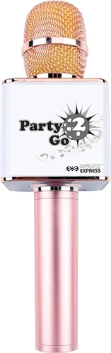 Miniatura 3 de Party2Go - Juego de micrófono de karaoke Bluetooth y bola de discoteca (rosa)