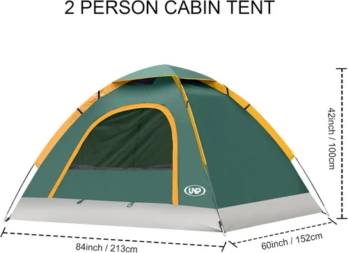 Miniatura 2 de UNP Tienda de campaña de cúpula de 6 personas para 4 estaciones, fácil de montar para acampar y senderismo, ligera y portátil, verde