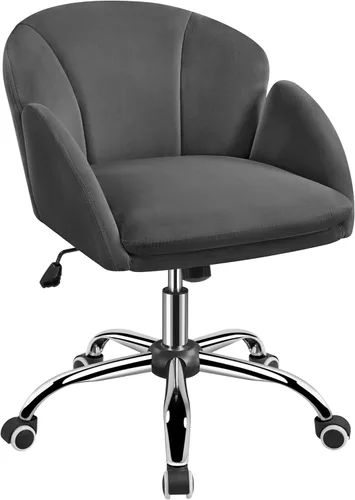 Miniatura 10 de Yaheetech Silla Linda de Escritorio para Hogar y Oficina, Silla Ajustable Moderna Tapizada Giratoria con Respaldo y Brazos para Trabajo, Estudio