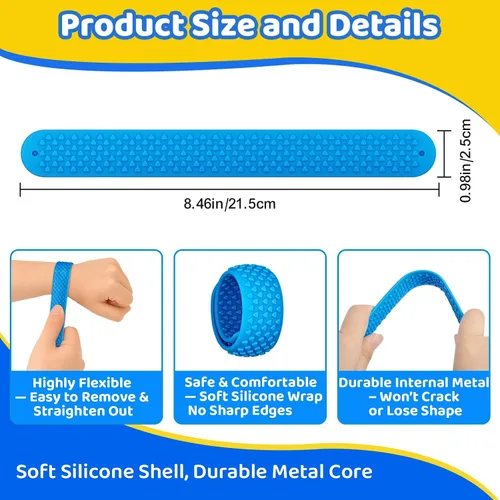 Miniatura 2 de Pulseras texturizadas – 6 juguetes sensoriales de silicona para niños, adolescentes y adultos – Herramientas calmantes para autismo, TDAH, ansiedad