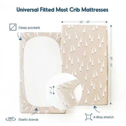 Miniatura 3 de GRSSDER Paquete de 2 sábanas de punto de jersey ultrasuaves para cuna, sábana bajera elástica con bolsillo profundo, ajuste universal para la Fiesta
