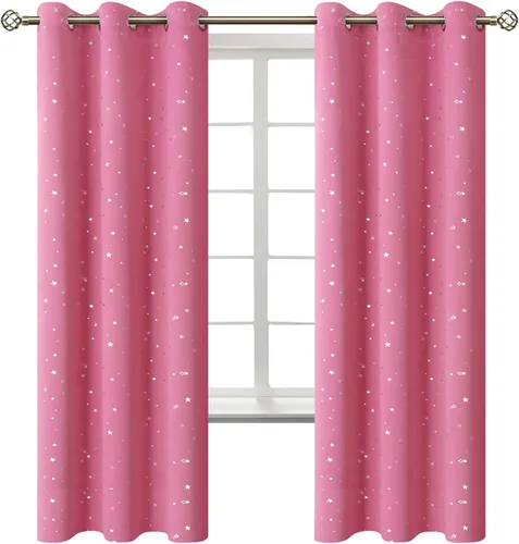 Miniatura 91 de BGment Cortinas opacas para dormitorio infantil, con aislamiento térmico, con ojales, estampado de estrellas plateadas, cortinas para oscurecer