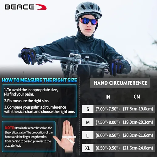 Miniatura 17 de BEACE Guantes de ciclismo para hombres y mujeres, guantes de ciclismo de montaña con pantalla táctil y palma de silicona antideslizante, guantes