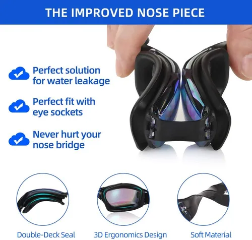 Miniatura 5 de Gafas de natación Juego de gorras de natación gafas de natación de silicona para adultos con gafas antivaho para nadar Colorido