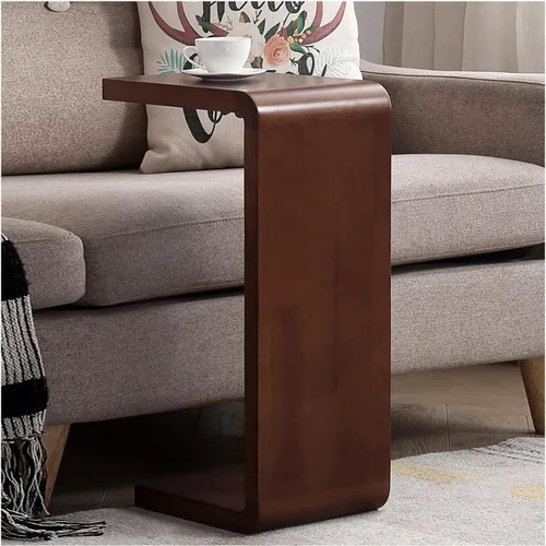 Miniatura 8 de Mesa auxiliar en forma de C, mesa auxiliar de madera maciza para sofá, cama y sala de estar, mesa auxiliar pequeña para aperitivos que ahorra