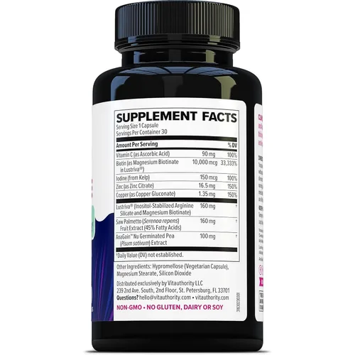 Miniatura 8 de Lustriva Suplemento para el Crecimiento del Cabello para Mujeres Lustriva y Vitaminas Bloqueadoras de DHT para Cabello Más Grueso y Abundante