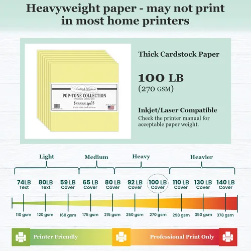 Miniatura 5 de Cardstock Warehouse Pop Tone Banana Split Yellow - 12 x 12 pulgadas - 100 libras / 9.52 oz/m² de papel de cartulina mate premium - 25 hojas