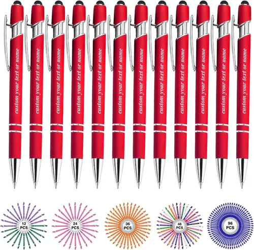 Miniatura 26 de Bolígrafos personalizados con nombre a granel, juego de bolígrafos personalizados, lápiz capacitivo grabado, logotipo, texto, regalo para negocios