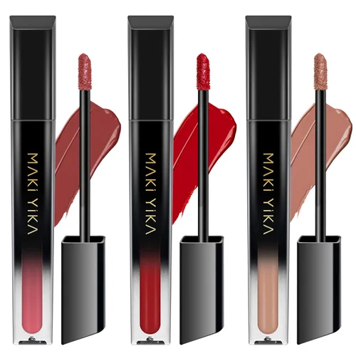 Miniatura 53 de MAKI YIKA Lápiz labial rojo burdeos para mujer, pintalabios de larga duración, sin manchas, mate, líquido, a prueba de transferencia, sin crueldad