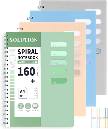 Miniatura 10 de Yoment Paquete de 4 cuadernos en espiral A5, cuaderno encuadernado en espiral de tapa dura de 5.7 x 8.25, 160 páginas con rayas universitarias