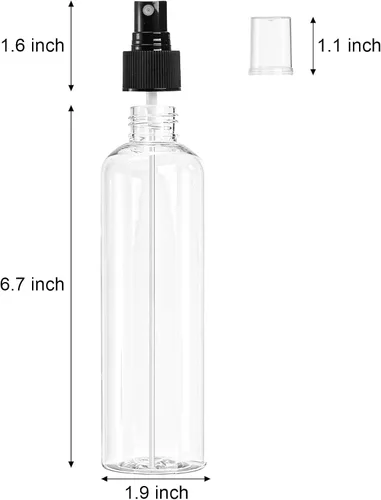 Miniatura 2 de Bekith Paquete de 16 botellas de plástico de 8 onzas, botellas rociadoras de niebla fina vacías transparentes con tapa de pulverización de bomba