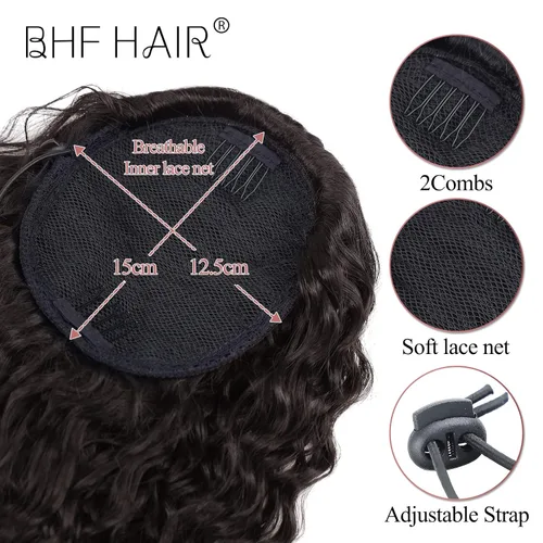 Miniatura 4 de Extensión de cola de caballo larga con cordón sintético de 26 pulgadas, moño rizado 4# Clip en extensión de pelo para mujer