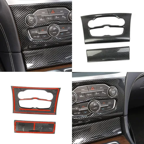 Miniatura 6 de crosselec Cubierta de panel de aire acondicionado con control central de fibra de carbono para Chrysler 300 2015-2021
