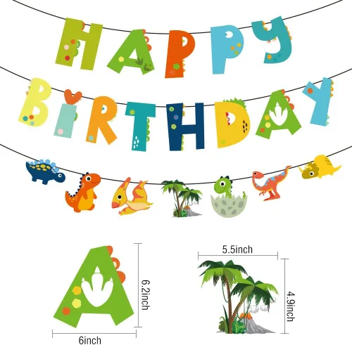 Miniatura 2 de Cartel de dinosaurio, decoración de fiesta temática de dinosaurios, decoración colgante para interiores y exteriores, juego de fiesta de cumpleaños