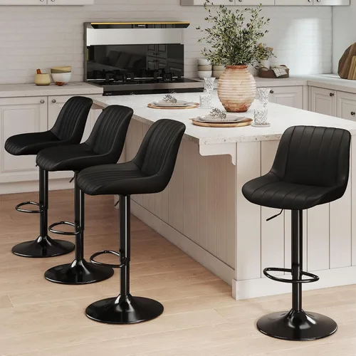Miniatura 30 de Youhauchair - Juego de 1 taburete de bar, taburetes giratorios de altura de mostrador con respaldo, sillas de bar ajustables de piel sintética