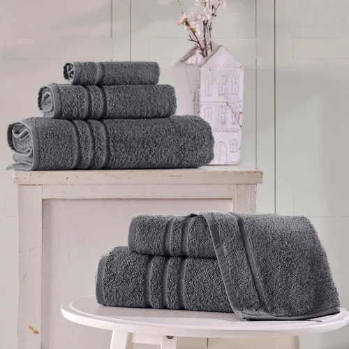 Miniatura 2 de Juego de 6 toallas de baño negras para baño, algodón turco original, suave, absorbente y de primera calidad, 2 toallas de baño, 2 manos y 2 toallas