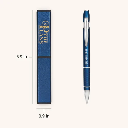 Miniatura 2 de Christian Art Gifts I Know the Plans - Bolígrafo clásico azul en estuche de regalo a juego, Jeremías 29:11, versículo bíblico, recargable, Azul/Los