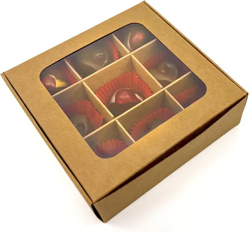 Miniatura 3 de 20 cajas de regalo de papel kraft con ventana y divisores, 9 compartimentos extra pequeños, 5 x 5 x 1.57 pulgadas, cajas de dulces vacías