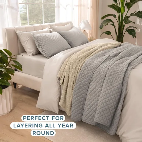 Miniatura 3 de Bare Home Juego de colcha – Full/Queen – Decoración ligera de cama – Alternativa de edredón – Colcha acolchada para todas las estaciones 04 - Gris