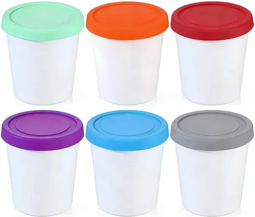 Miniatura 8 de Recipientes para helados de 32 onzas para hacer en casa, recipientes de helado con tapas de silicona, sin fugas, contenedores reutilizables