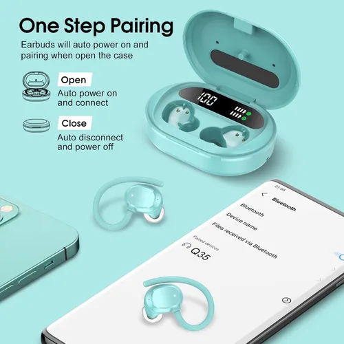 Miniatura 6 de Auriculares inalámbricos, 2023 Nuevos auriculares deportivos ultraligeros Bluetooth 5.3 con pantalla LED, auriculares con micrófono incorporado