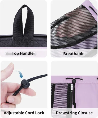 Miniatura 8 de WANDF Mochila de Malla con Cordón para Natación, con Bolsillo para Artículos Húmedos, para Natación, Gimnasio y Equipo de Entrenamiento Púrpura