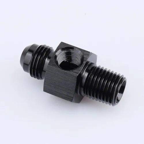 Miniatura 4 de AC PERFORMANCE Aluminio -6 AN macho a rosca NPT de 1/4 "con 1/8 "NPT Sensor Gauge/Gage Port Adaptadores de toma de presión, negro