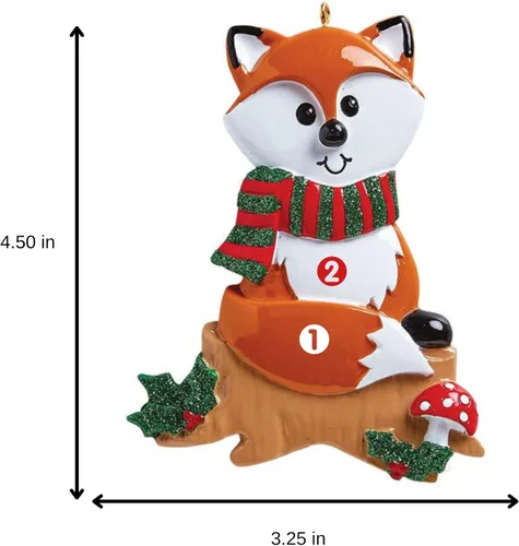 Miniatura 3 de Adorno personalizado para árbol de Navidad 2024 para niños, adorno de zorro personalizado de Feliz Navidad, recuerdo infantil para niños y niñas