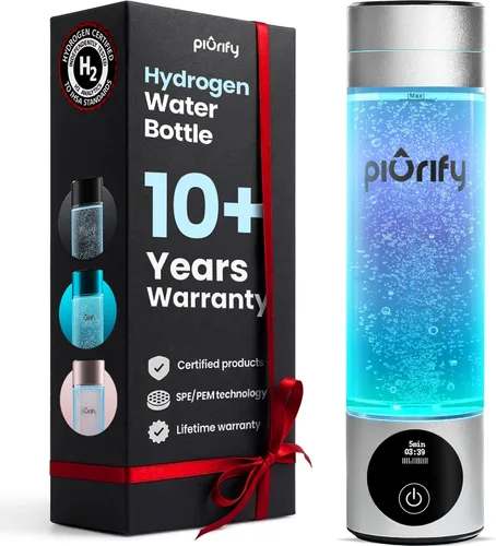 PIURIFY Generador de botellas de agua de hidrógeno | Hasta 6300+ PPB en 3 ciclos | Hidrógeno molecular con tecnología SPE/PEM | Generador H2 Plata