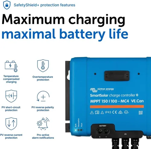 Miniatura 7 de Victron Energy SmartSolar MPPT MC4 Compatible VE. Can Controlador de Carga Solar (Bluetooth) - Controladores de Carga para Paneles Solares - 150V