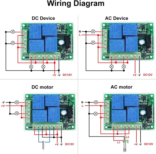 Miniatura 2 de QIACHIP - Relé de 12 V CC, mando a distancia inalámbrico con interruptor RF, control remoto de 4 canales, módulo 433 MHz, kit de transmisor