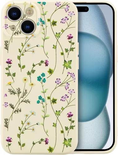 Miniatura 72 de RALEAVO Funda Floral para iPhone 12, Cubierta de Silicona Líquida con Bonito Patrón de Rama de Flores para Niñas y Mujeres, Funda Protectora de Goma