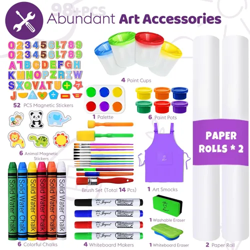 Miniatura 5 de Joyooss Caballete de Arte para Niños, Caballete para Niños Pequeños, Caballete de Madera Ajustable de Pie para Niños Pequeños, Pizarra Blanca