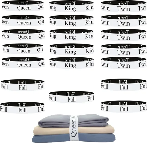 20 bandas organizadoras de sábanas, organizadores de sábanas y bandas de etiquetas de almacenamiento, etiquetas de hojas para ropa de cama,