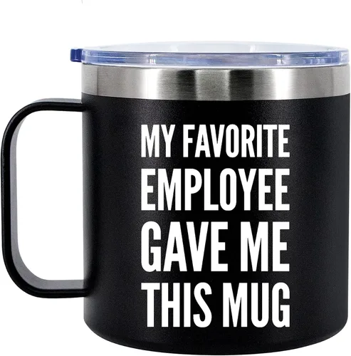 Taza de café aislada de 14 onzas con asa y tapa, regalo para jefes, gerente de empleador de parte de un compañero de trabajo, vaso térmico de acero