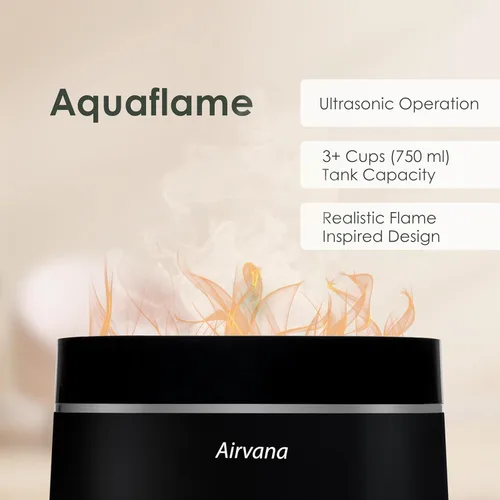 Miniatura 8 de AquaFlame Humidificador ultrasónico (0.75 litros) - Humidificador con tecnología de vibración con difusor de aceite esencial - Diseño de mesa