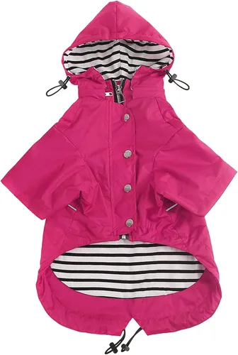 Miniatura 16 de Morezi - Impermeable con cremallera y botones reflectantes para perro, para la lluvia, cordón ajustable, capucha extraíble, elegante y de primera