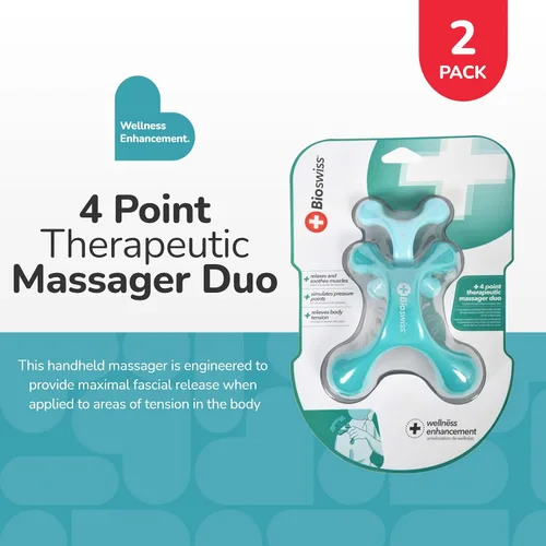Miniatura 2 de BioSwiss Paquete de 2 masajeadores portátiles de cuerpo completo, herramienta de punto de presión de 4 piernas para espalda, cuello y hombro