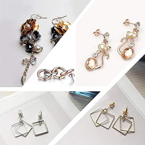 Miniatura 5 de 1080 piezas de repuesto para aretes de plástico de silicona para tachuelas, parte trasera de goma hipoalergénica, tapones transparentes suaves, kits