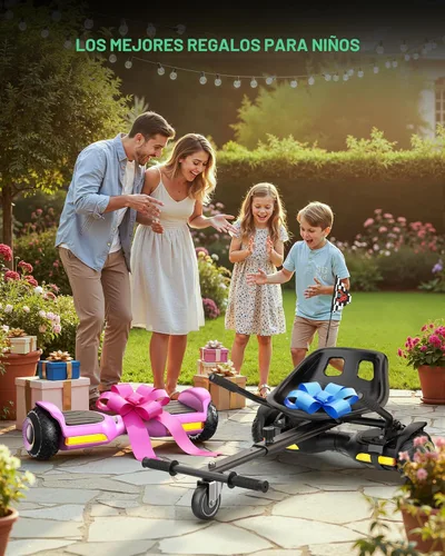 Miniatura 7 de Gyroor Scooter con accesorio de asiento ajustable, scooter de equilibrio automático todo terreno de 6.5 pulgadas, luces LED y Bluetooth para niños