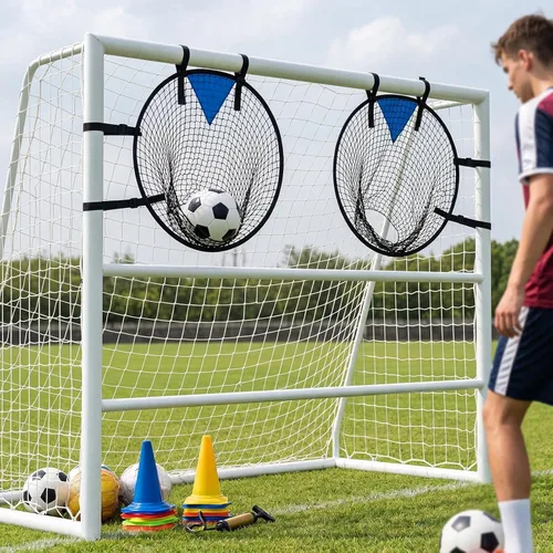 Miniatura 6 de Lenwen Equipo de entrenamiento de portería de fútbol de 23 pulgadas para entrenamiento de portería, fácil de colocar, cubo superior de pelota