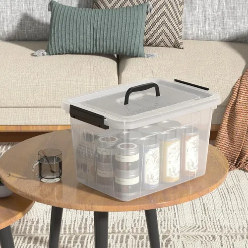 Miniatura 4 de Obstnny Caja de almacenamiento de plástico de 20 L con asa, paquete de 4 contenedores de almacenamiento transparentes con pestillo