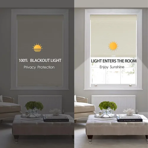 Miniatura 3 de Tonature Persianas Enrollables sin Cordón 100% Opacas para Ventana, Cortinas Enrollables con Tela Texturizada, Protección UV, Persianas