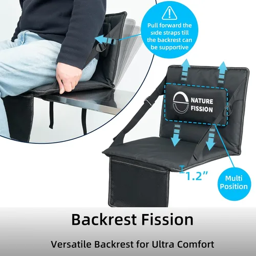 Miniatura 4 de Asiento de estadio no metálico con respaldo y soporte lumbar y cojín acolchado plegable y portátil, perfecto para silla de grada en eventos