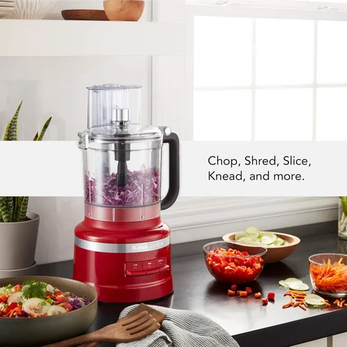 Miniatura 4 de KitchenAid Procesador de alimentos de 13 tazas, color rojo imperio y batidora de mano con cable de velocidad variable - KHBV53
