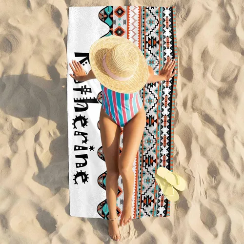 Miniatura 4 de YESCUSTOM Toallas de baño bohemias personalizadas con nombre, toalla de baño con texto personalizado para adultos, mujeres y niños, toalla
