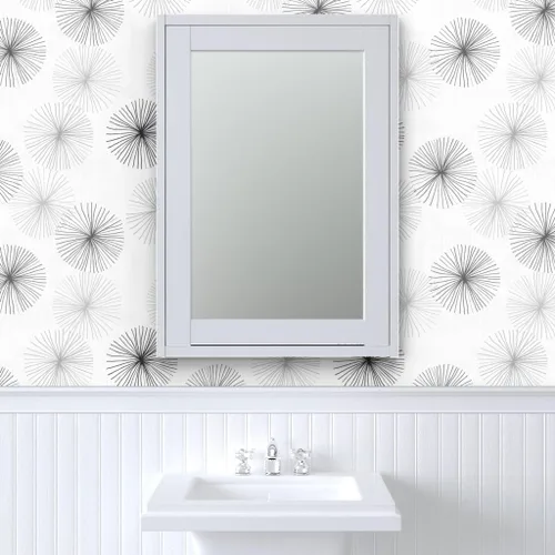 Miniatura 9 de Peel & Stick Wallpaper Swatch - Dandelions Grayscale Dandelion Greyscale Mid Century Modern Minimalist Mod Circle Snowflake Round Custom Removable